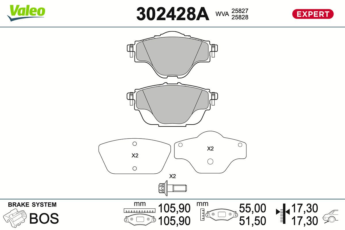 VALEO 302428A Brake pad set, disc brake
