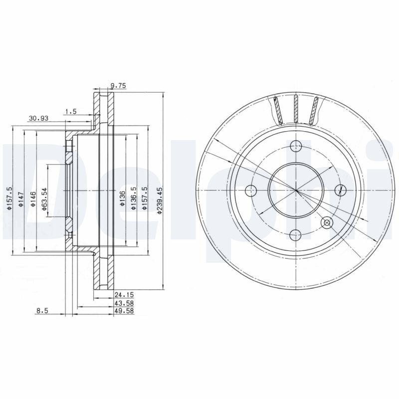 DELPHI BG2367 Brake disc