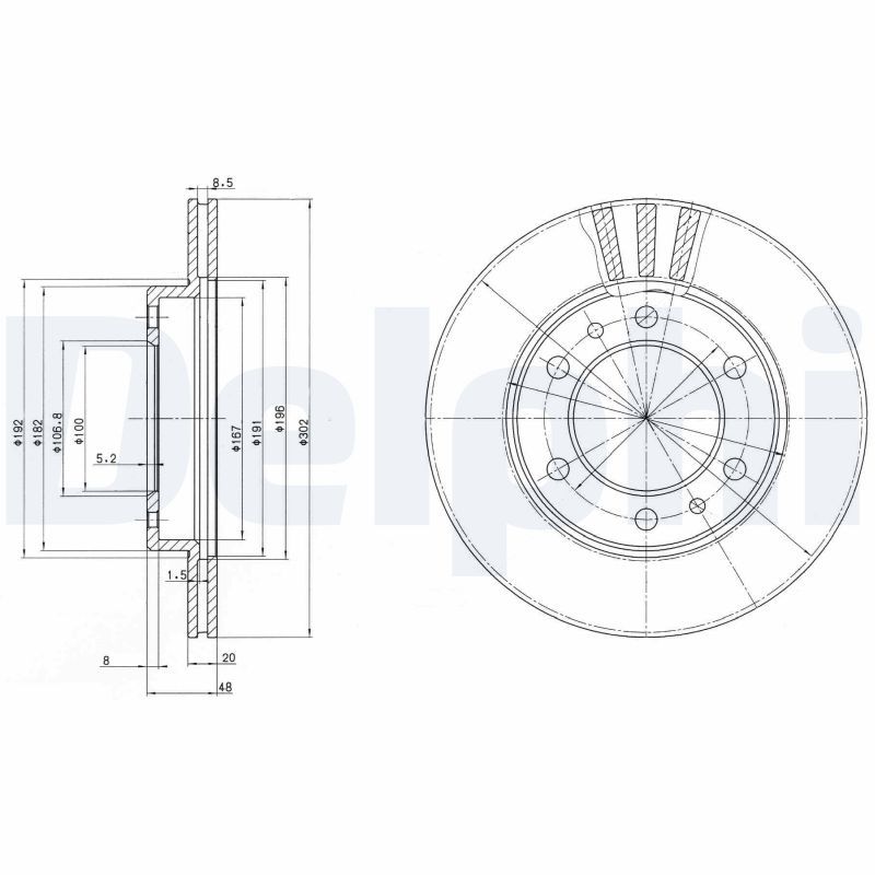 DELPHI BG2591 Brake disc