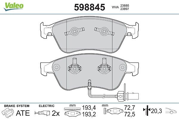 VALEO 598845 Brake pad set, disc brake