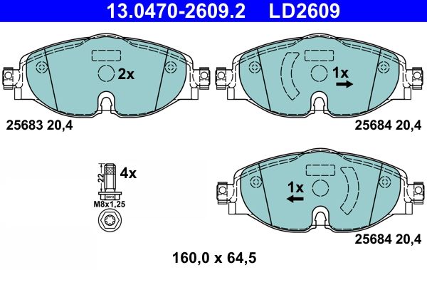 ATE 13.0470-2609.2 Brake pad set, disc brake