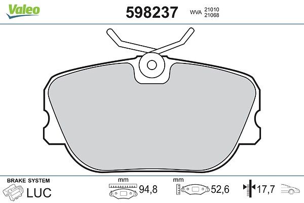 VALEO 598237 Brake pad set, disc brake