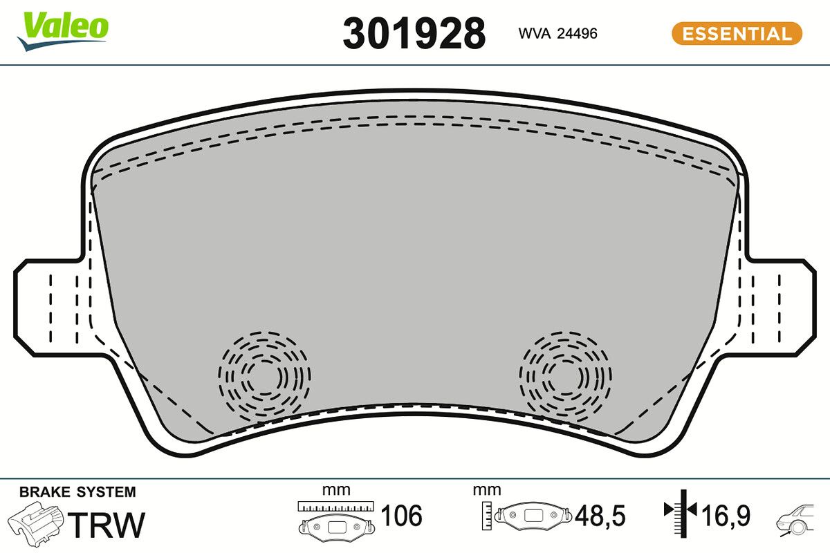 VALEO 301928 Brake pad set, disc brake
