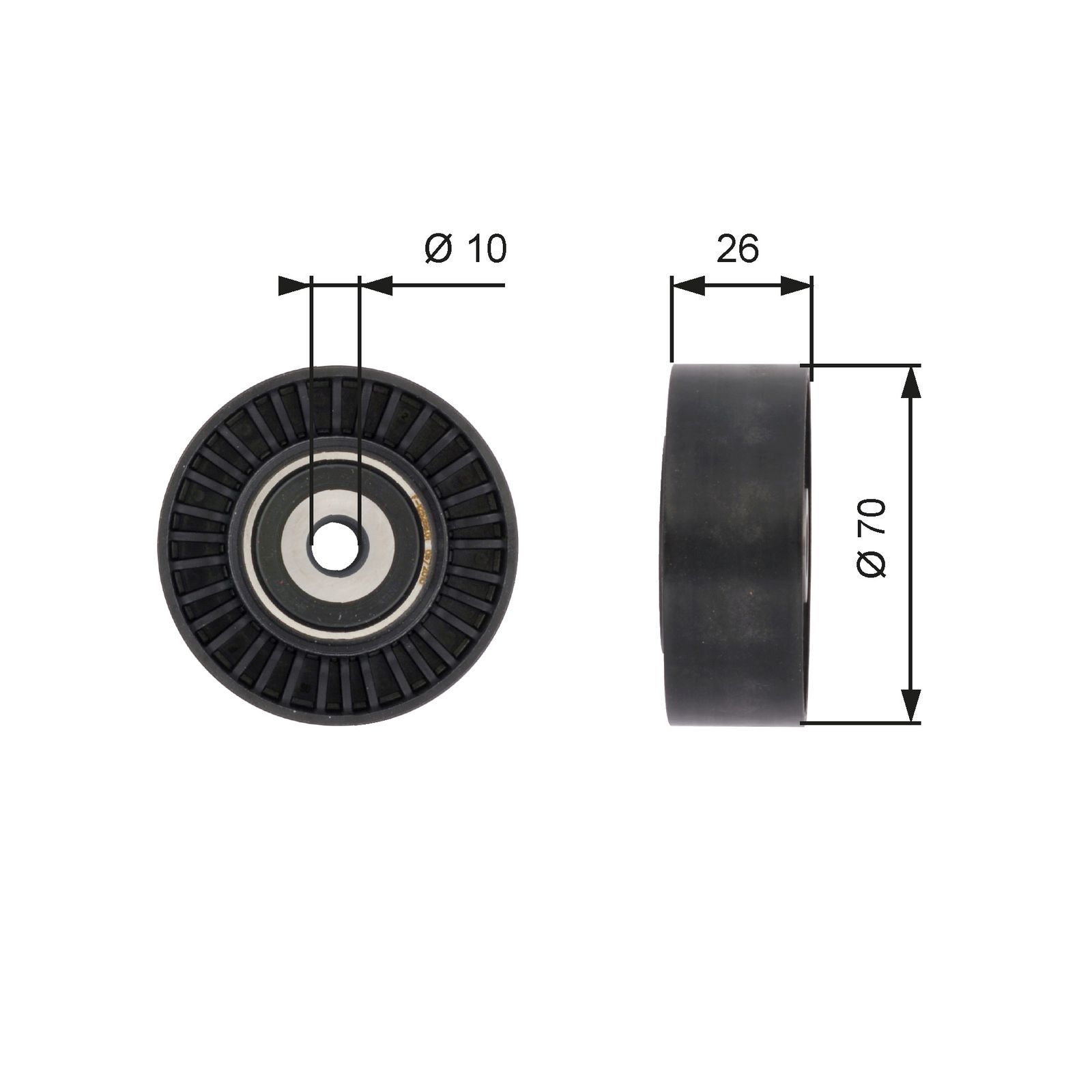 GATES T36393 Deflection/guide pulley, v-ribbed belt