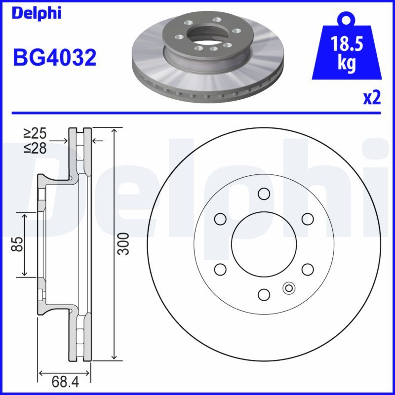 DELPHI BG4032 Brake disc