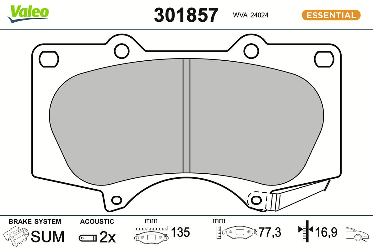 VALEO 301857 Brake pad set, disc brake