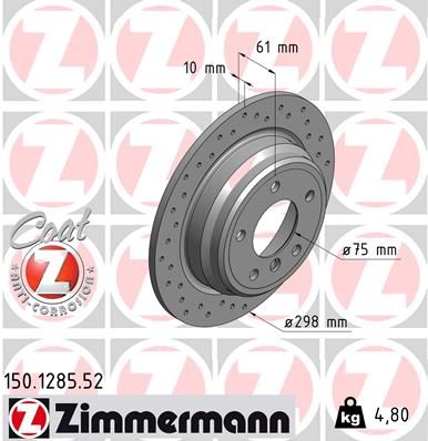ZIMMERMANN 150.1285.52 Brake disc