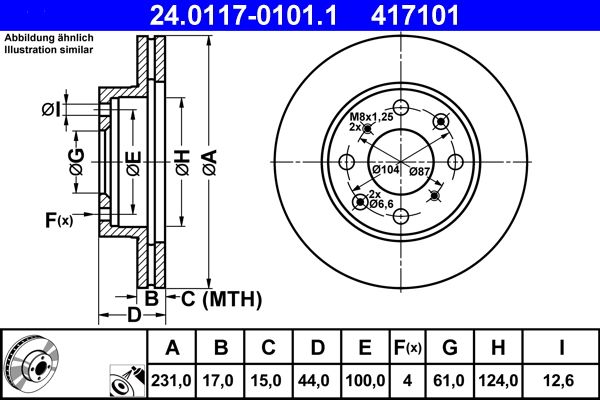 ATE 24.0117-0101.1 Brake disc