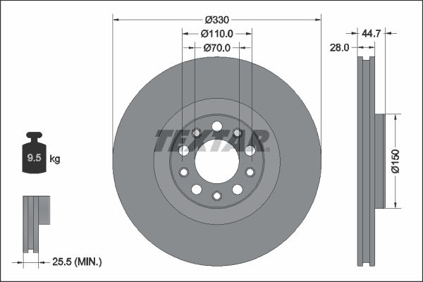 TEXTAR 92337905 Brake disc
