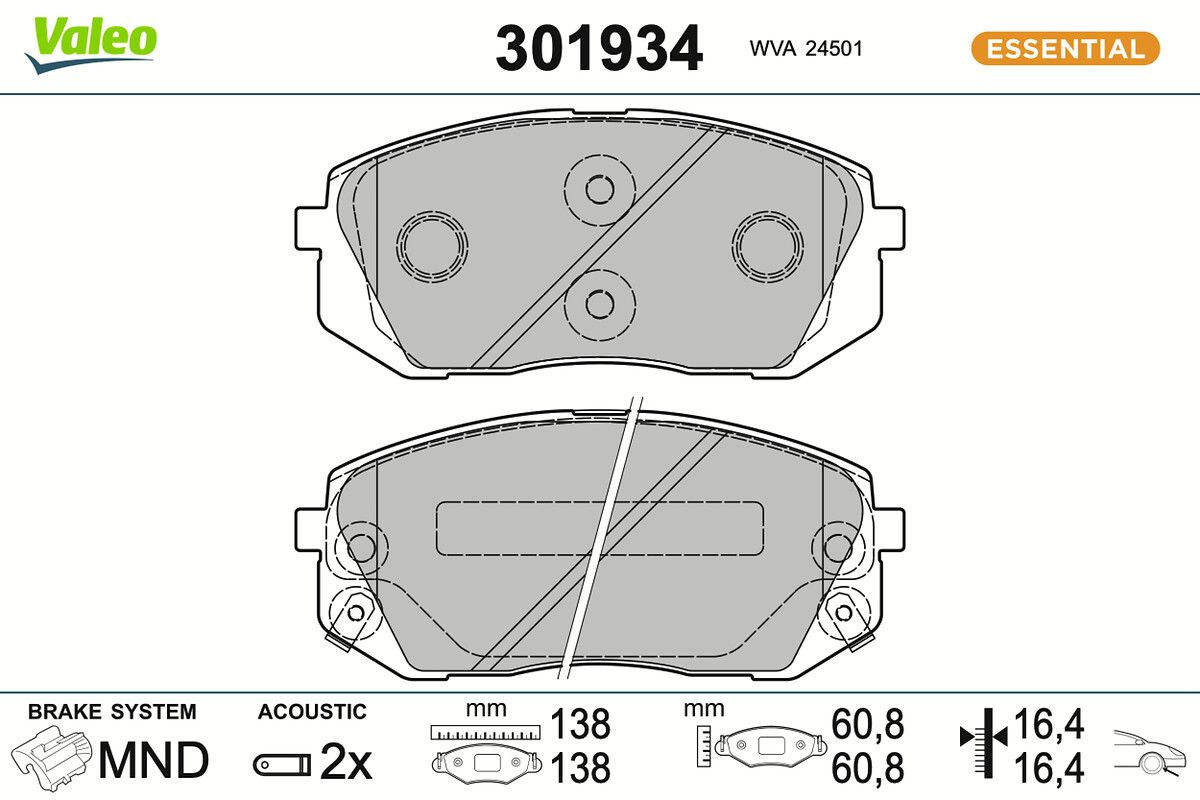 VALEO 301934 Brake pad set, disc brake