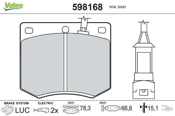 VALEO 598168 Brake pad set, disc brake