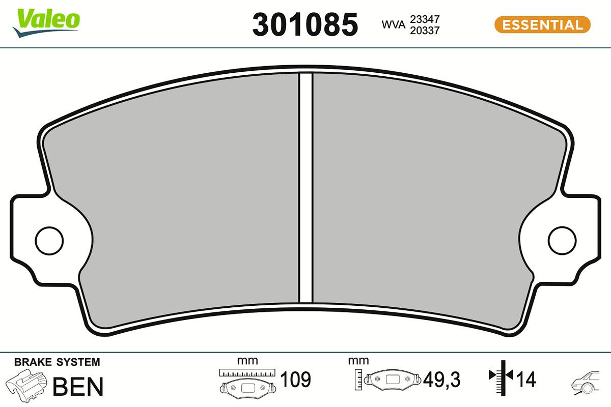 VALEO 301085 Brake pad set, disc brake