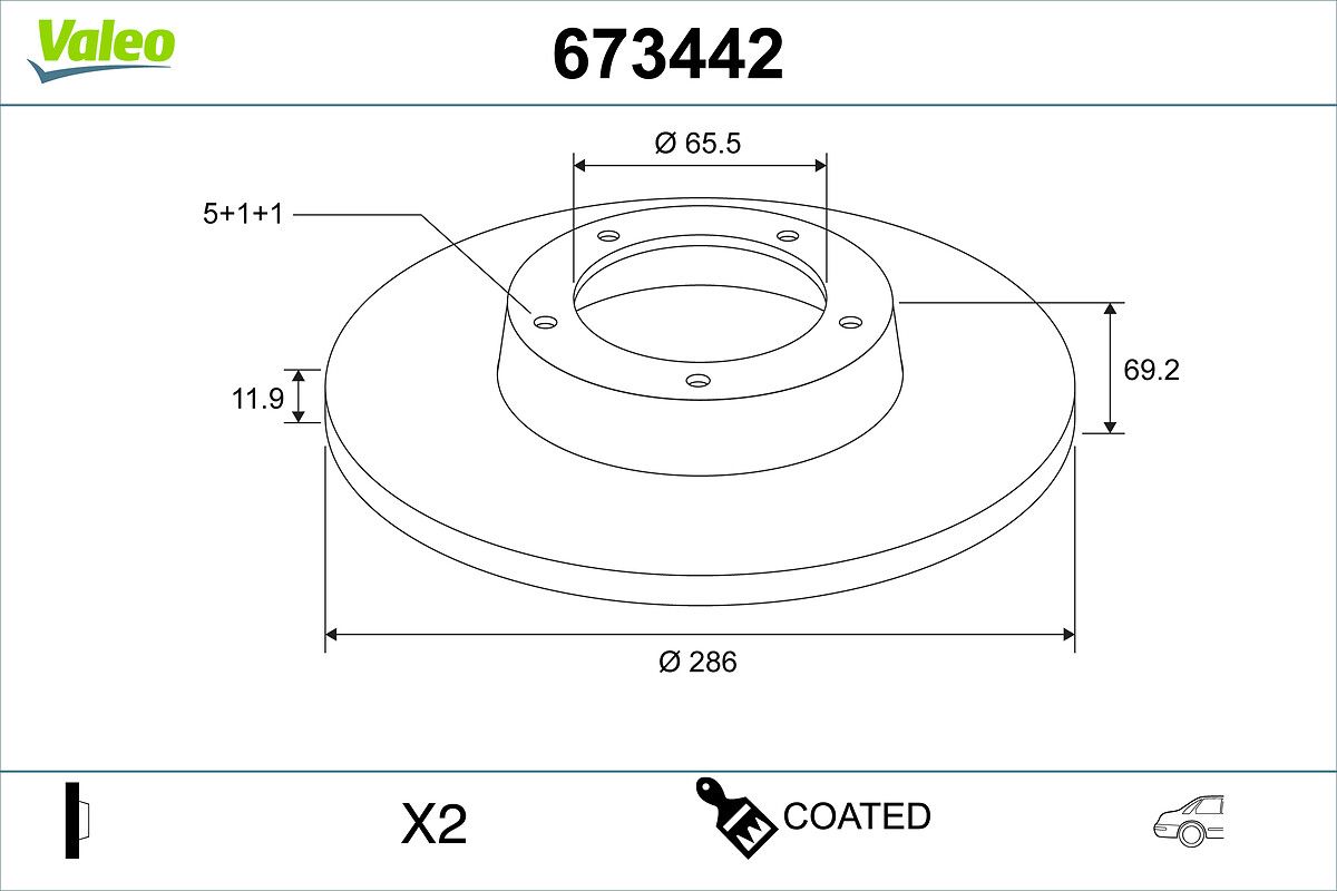 VALEO 673442 Brake disc