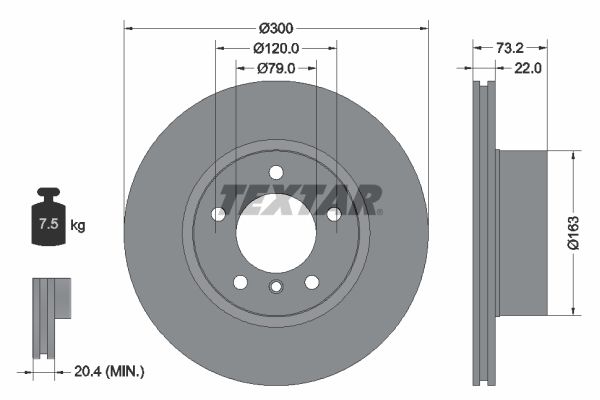 TEXTAR 92238505 Brake disc