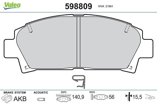 VALEO 598809 Brake pad set, disc brake