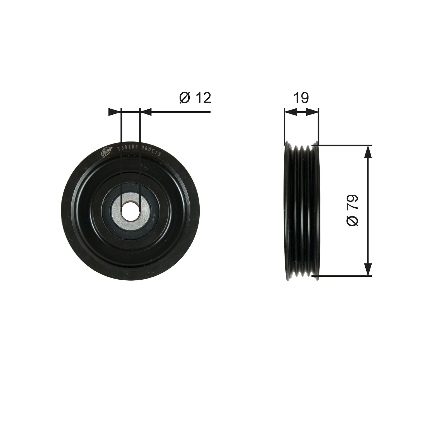 GATES T39184 Tensioner pulley, v-ribbed belt