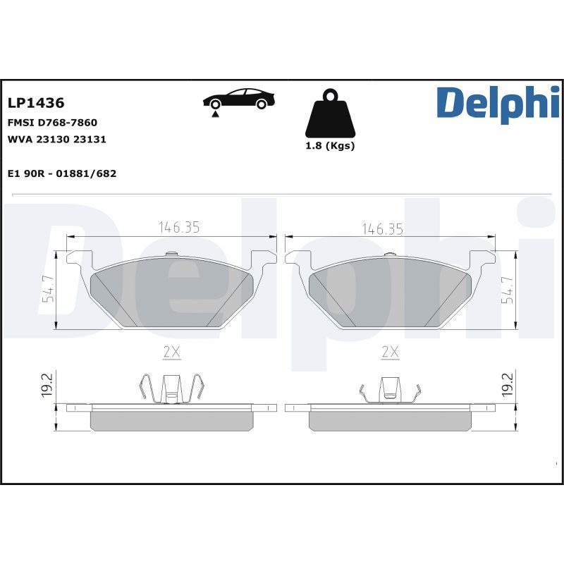 DELPHI LP1436 Brake pad set, disc brake