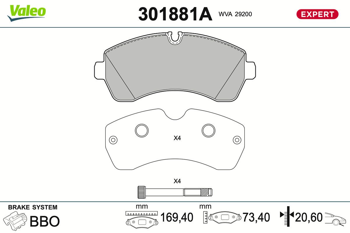 VALEO 301881A Brake pad set, disc brake