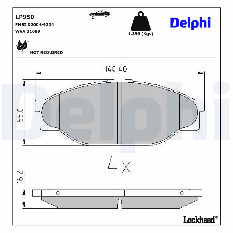 DELPHI LP950 Brake pad set, disc brake