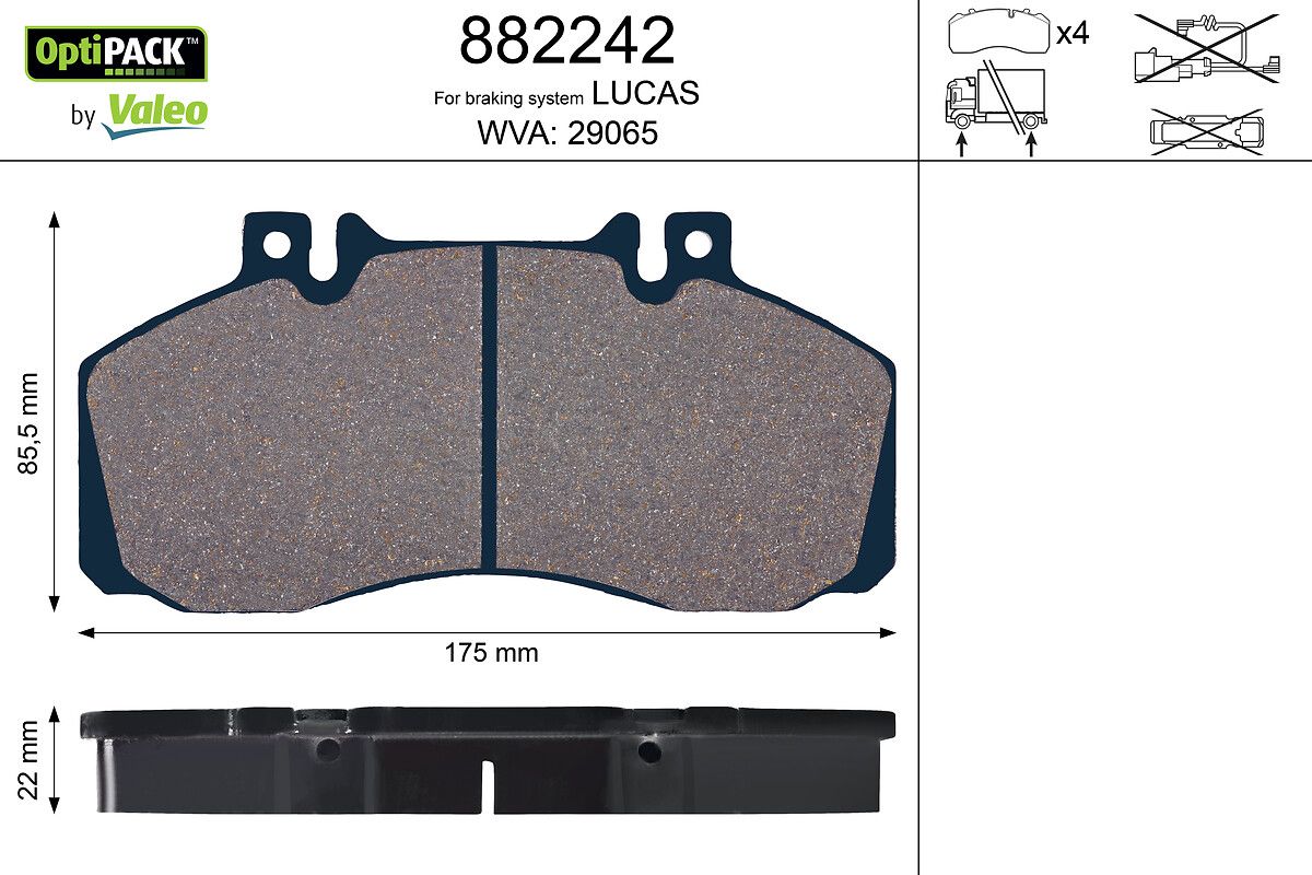 VALEO 882242 Brake pad set, disc brake