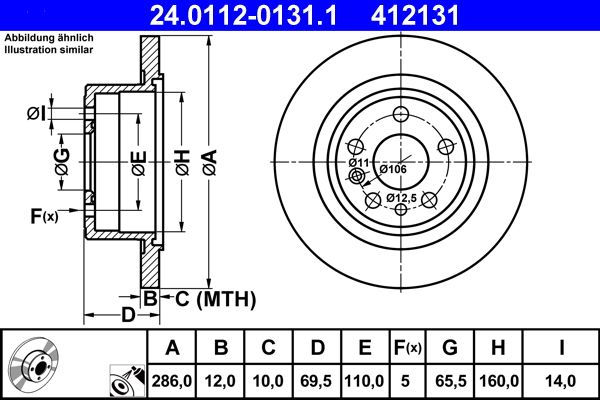 ATE 24.0112-0131.1 Brake disc
