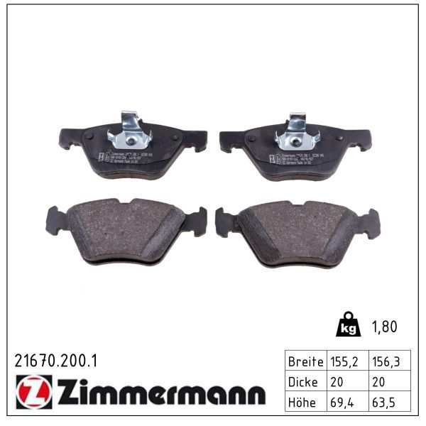 ZIMMERMANN 21670.200.1 Brake pad set, disc brake