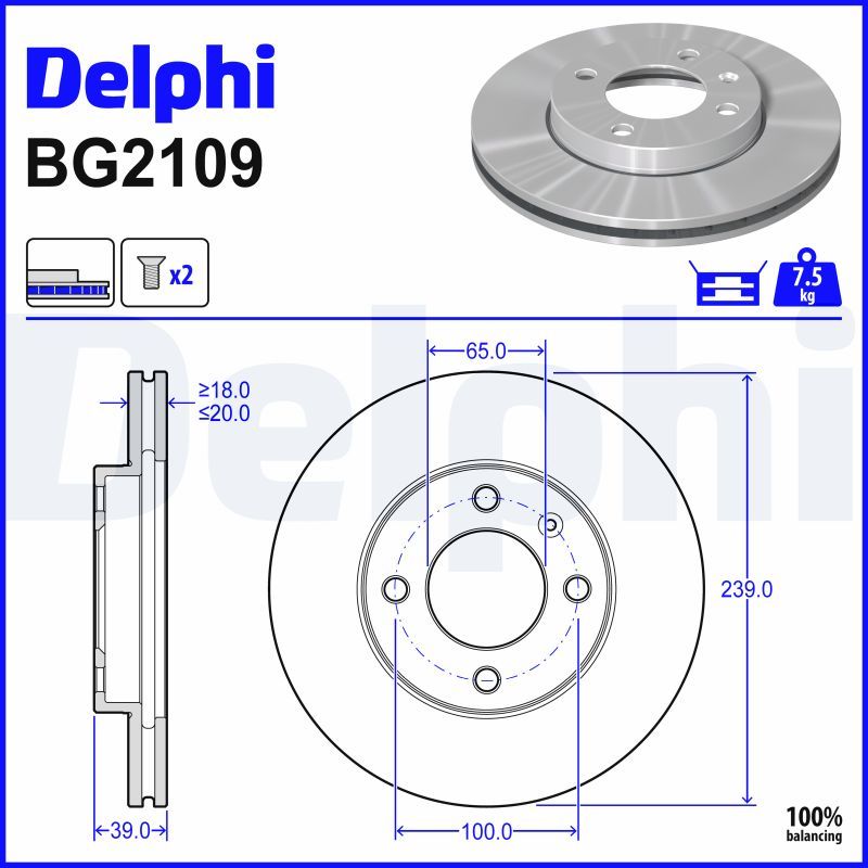 DELPHI BG2109 Brake disc