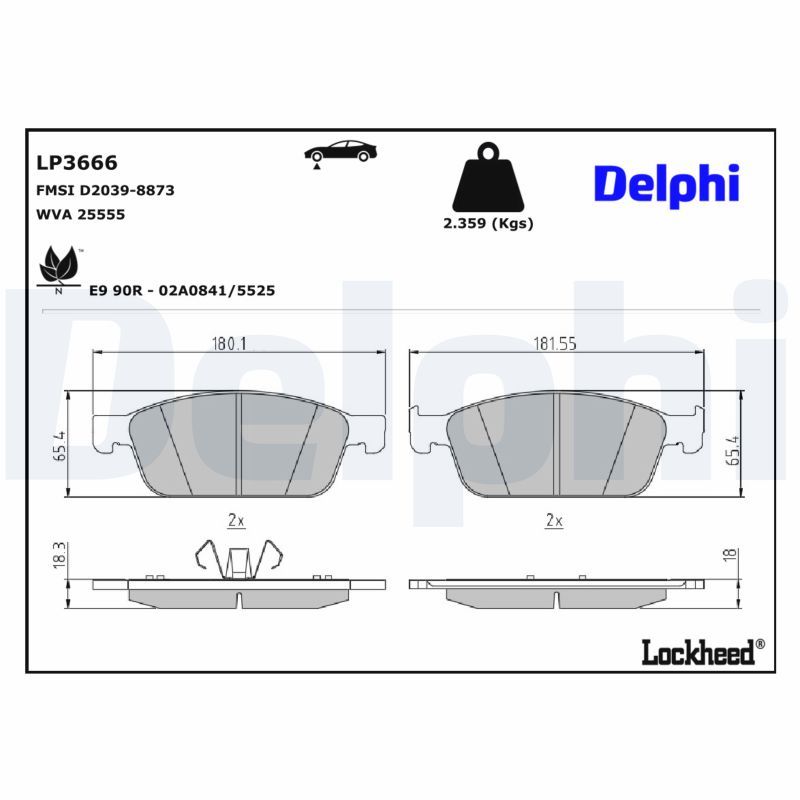 DELPHI LP3666 Brake pad set, disc brake