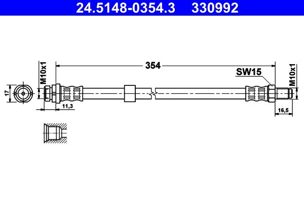ATE 24.5148-0354.3 Brake hose