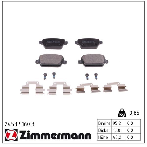 ZIMMERMANN 24537.160.3 Brake pad set, disc brake