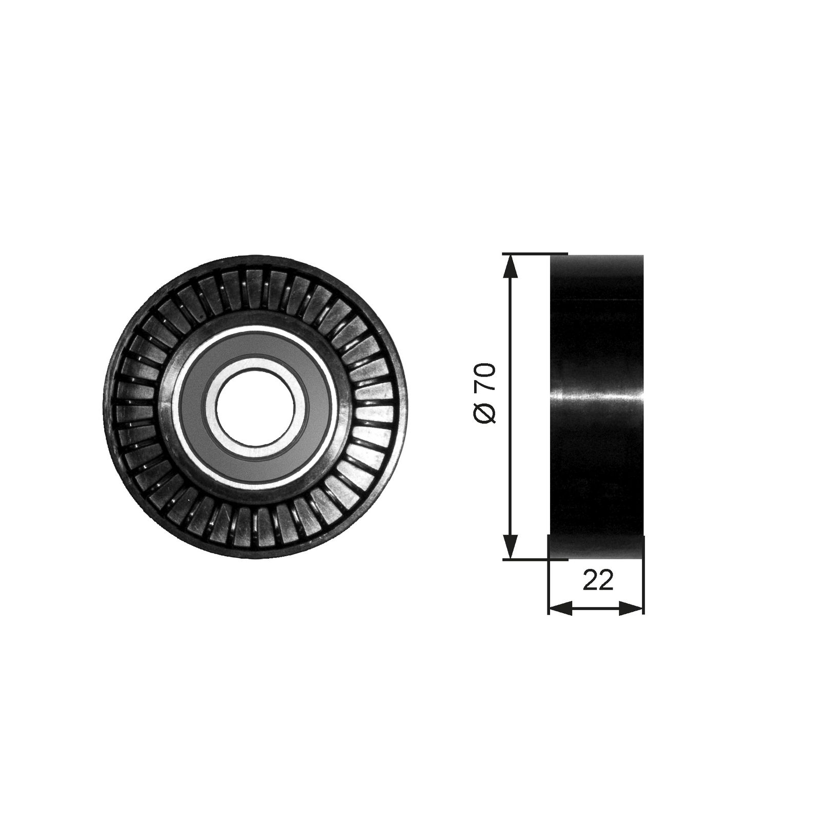 GATES T36252 Deflection/guide pulley, v-ribbed belt