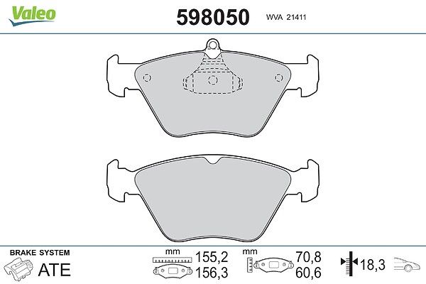 VALEO 598050 Brake pad set, disc brake