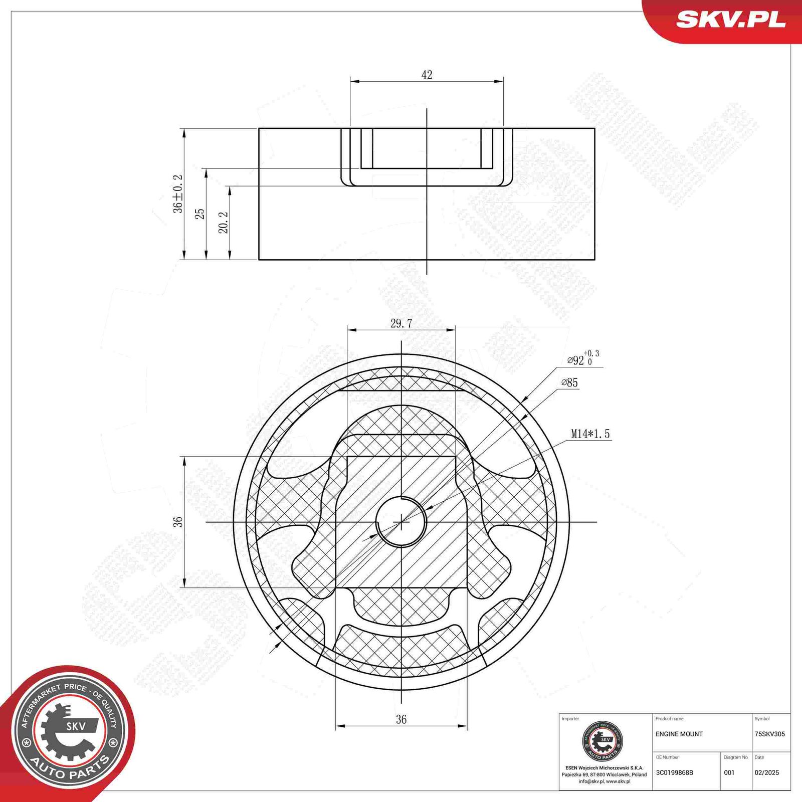 ESEN SKV 75SKV305 Mounting, engine