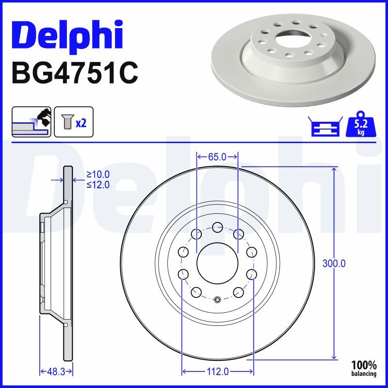DELPHI BG4751C Brake disc