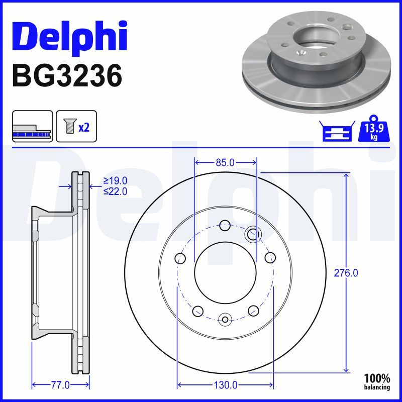 DELPHI BG3236 Brake disc