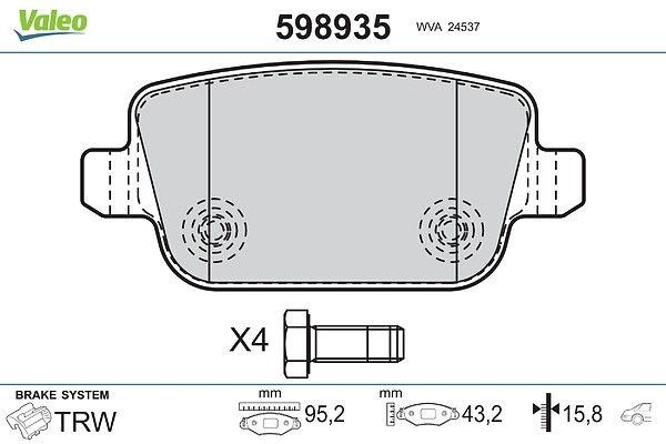 VALEO 598935 Brake pad set, disc brake