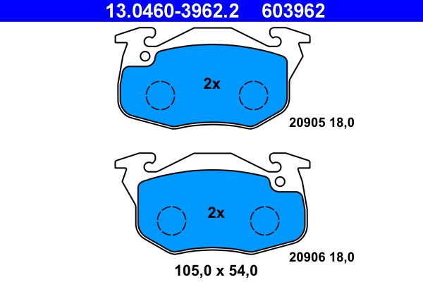 ATE 13.0460-3962.2 Brake pad set, disc brake