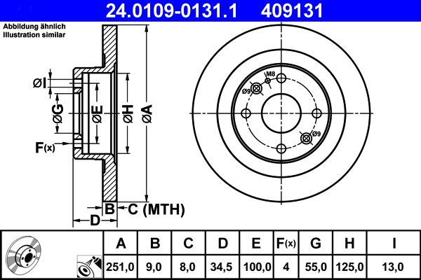 ATE 24.0109-0131.1 Brake disc