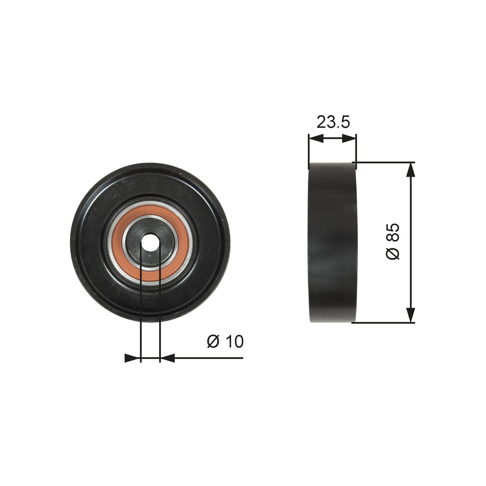GATES T36274 Deflection/guide pulley, v-ribbed belt