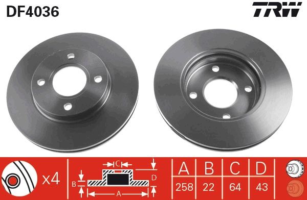 TRW DF4036 Brake disc