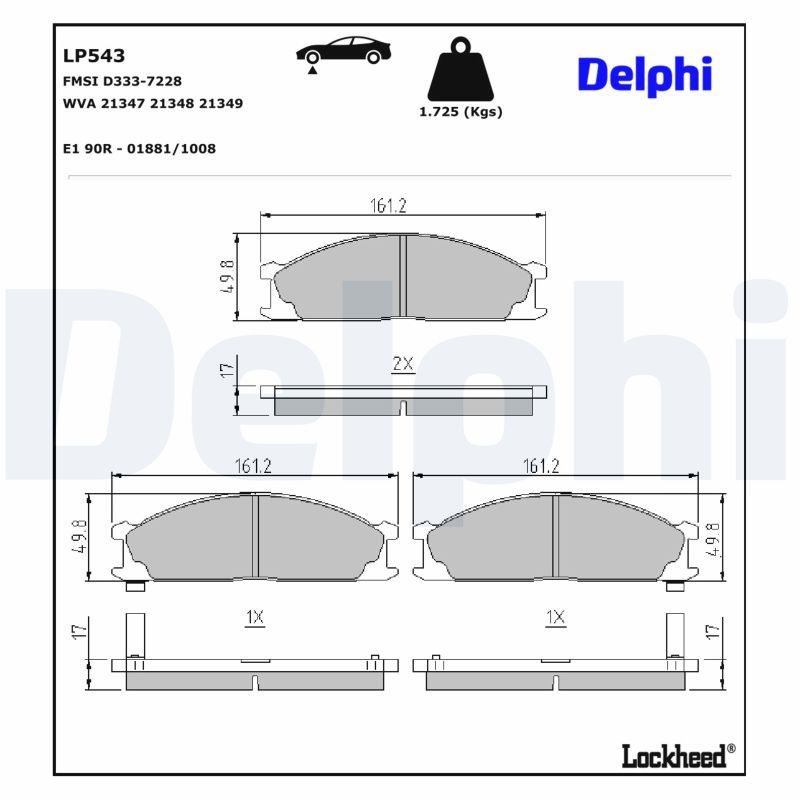 DELPHI LP543 Brake pad set, disc brake