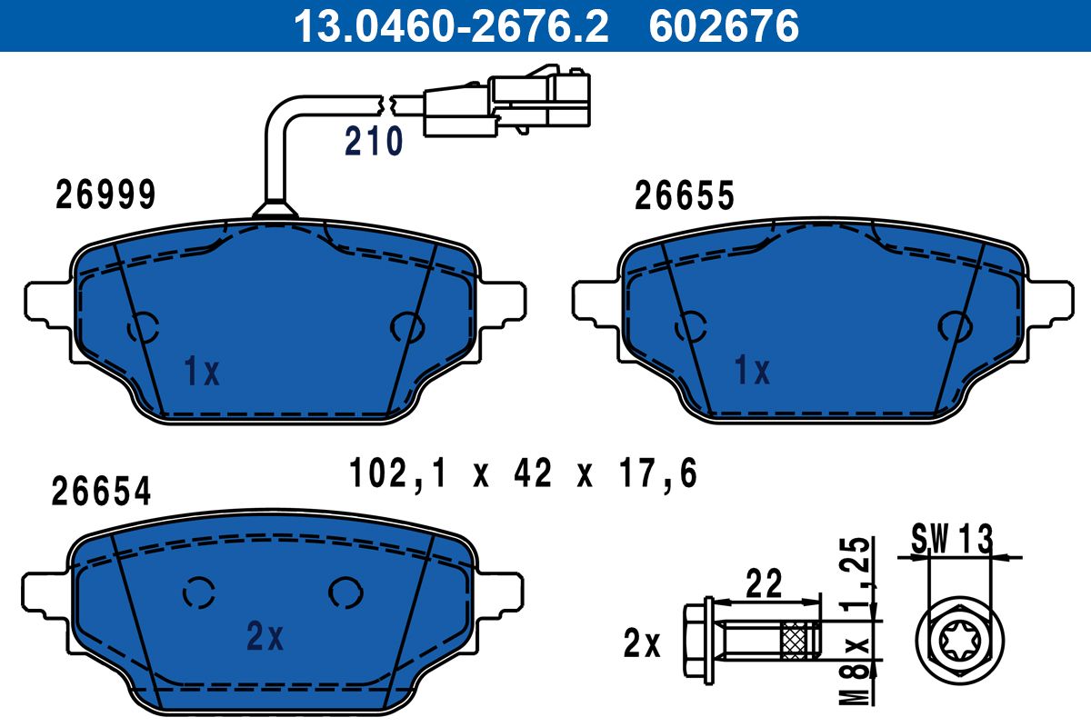ATE 13.0460-2676.2 Brake pad set, disc brake
