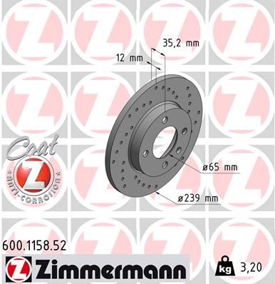 ZIMMERMANN 600.1158.52 Brake disc