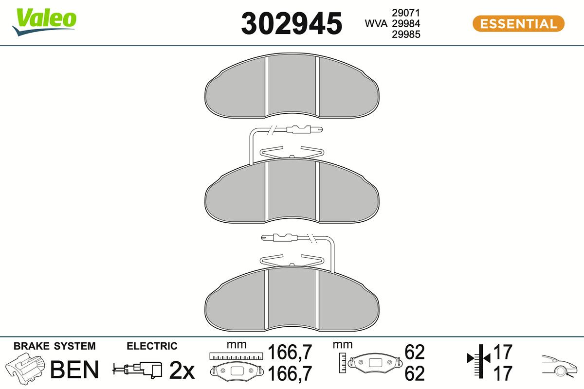 VALEO 302945 Brake pad set, disc brake