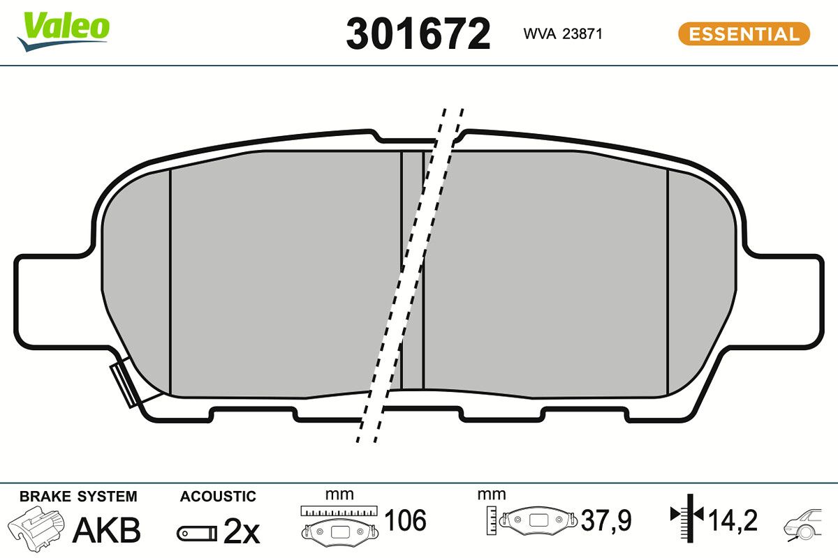 VALEO 301672 Brake pad set, disc brake