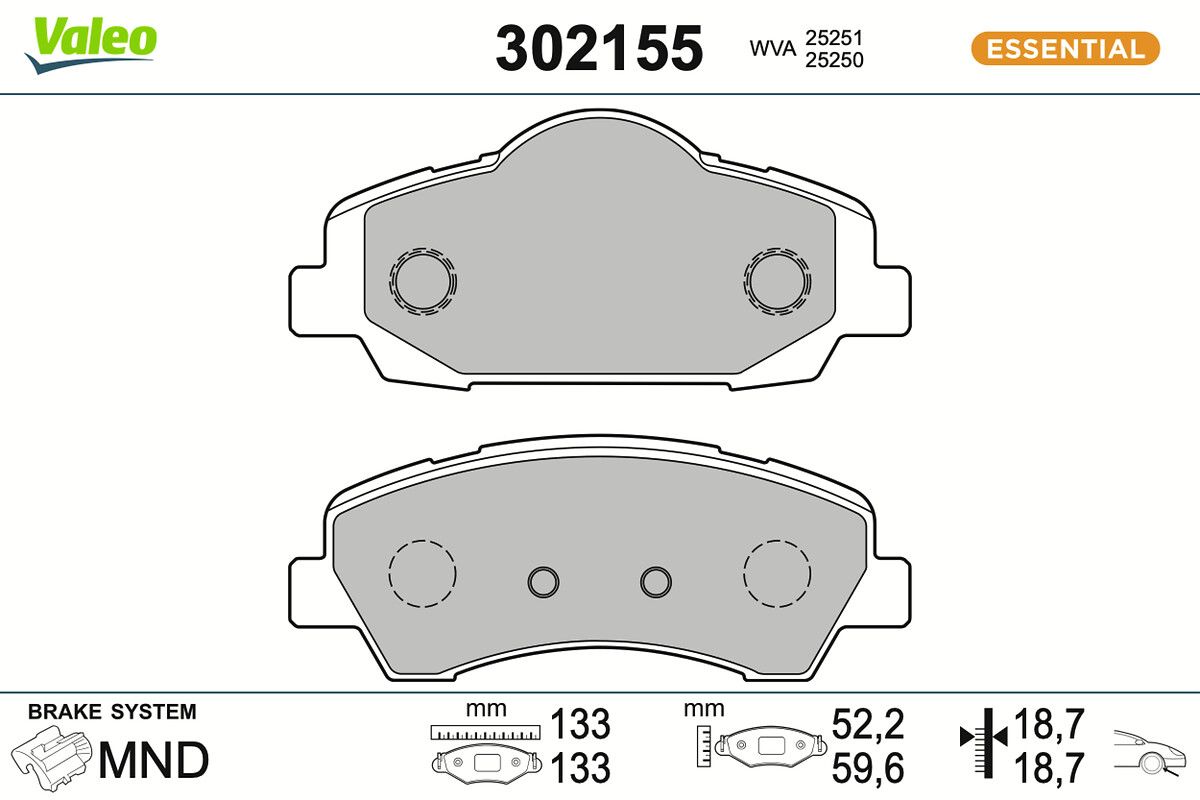 VALEO 302155 Brake pad set, disc brake