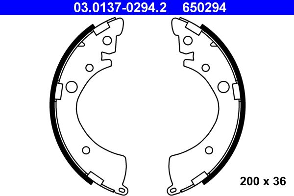 ATE 03.0137-0294.2 Brake shoe set