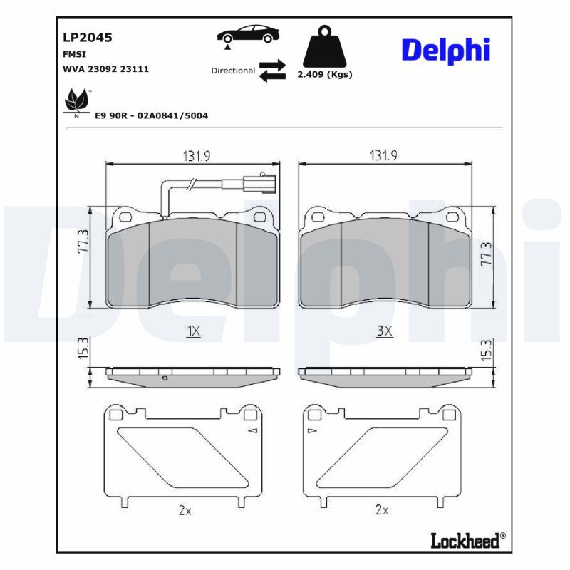 DELPHI LP2045 Brake pad set, disc brake