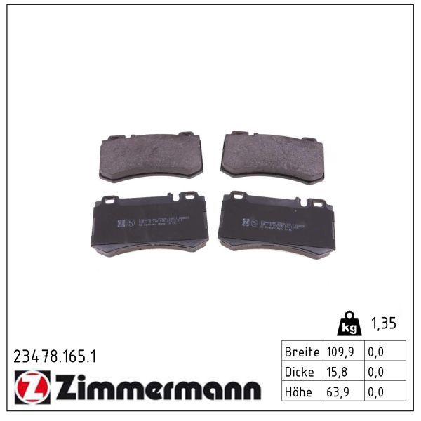 ZIMMERMANN 23478.165.1 Brake pad set, disc brake