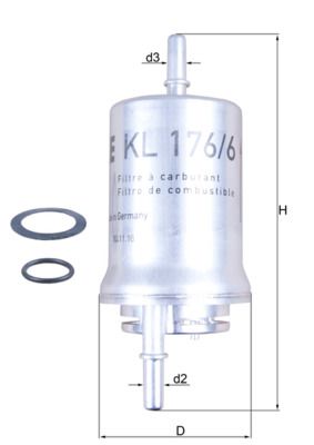 MAHLE KL 176/6D Fuel filter